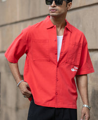 Red Printed Structure Shirt 100% Cotton