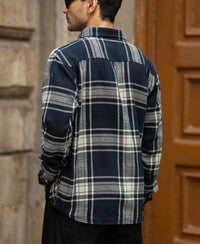Navy Structured Checks Shirt 100% Cotton