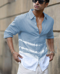 Light Blue Tie-Dye Shirt 100% Cotton