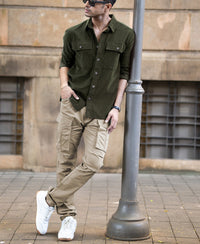 Olive Corduroy Shirt With Pockets 100% Cotton