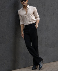 Beige Melange Stretch Shirt