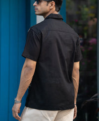 Black Embroidered Shirt 100% Cotton