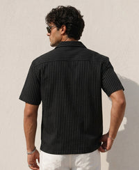Black Striped Zipper Shirt