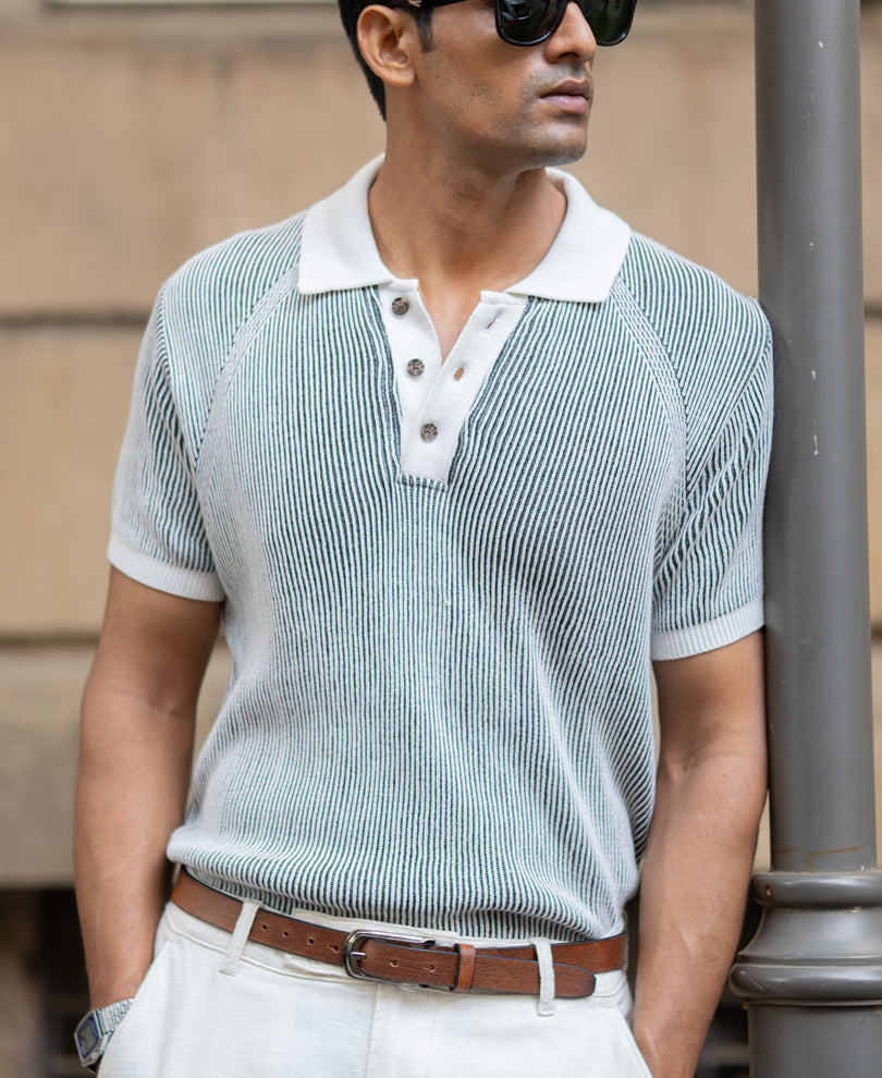 Black & White Knit T-Shirt 100% Cotton
