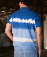 Blue Tie Dye Knit T-Shirt 100% Cotton