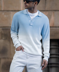 Light Blue Ombre Knit T-Shirt 100% Cotton