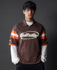 Brown Graphic Polo T-Shirt 100% Cotton