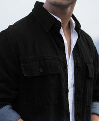 Black Ombre Denim Shirt 100% Cotton