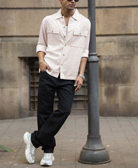 Cream Linen Double Pocket Shirt