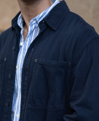 Navy Overdyed Twill Overshirt 100% Cotton