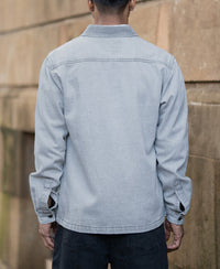 Grey Denim Shacket With Pockets 100% Cotton