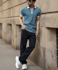 Grey Sky Zipper Neck T-Shirt
