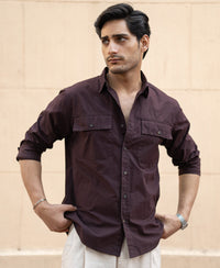 Wine Double Pocket Lightweight Shirt 100% Cotton