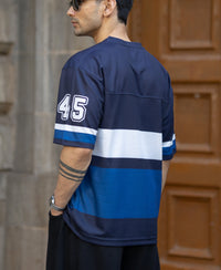 Navy Printed Oversized Jersey T-Shirt