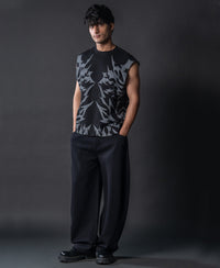 Black Grunge Print Vest