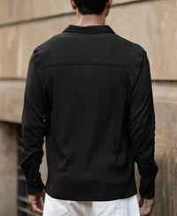 Black Double Pocket Knit Shirt 100% Cotton