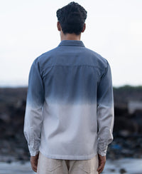 Blue Structured Ombre Shirt 100% Cotton
