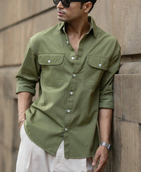 Green Double Pocket Lightweight Shirt 100% Cotton