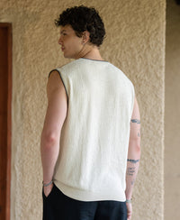 Cream Knit Structured Vest 100% Cotton