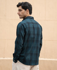 Dark Teal Structured Checks Shirt 100% Cotton