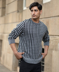 Grey And Black Cable Knit T-Shirt