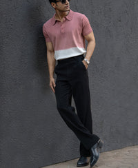 Brick Ombre Knit Polo T-Shirt 100% Cotton