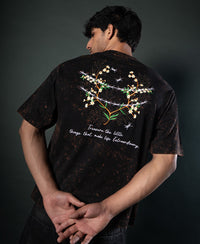 Dark Brown Floral Embroidery T-Shirt 100% Cotton