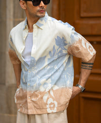 Cream Floral Print Shirt 100% Cotton
