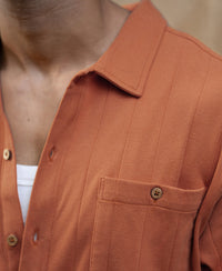Russet Brown Structure Knit Shirt 100% Cotton
