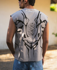 Grey Graphic Print Vest