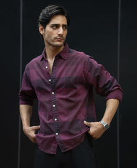 Burgendy Overdyed Checks Shirt
