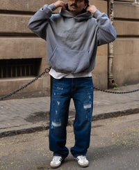 Dark Blue Distressed Baggy Fit Jeans