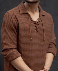 Brown Regular Fit Full Sleeves Shirt