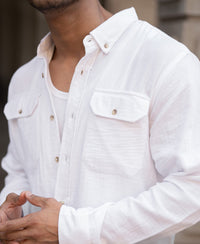 White Regular Fit Full Sleeves Shirt 100% Cotton