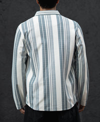 Off White And Blue Striped Regular Fit Full Sleeves Shirt