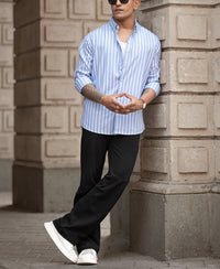 Blue Lightweight Striped Shirt 100% Cotton