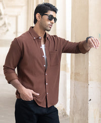 Cocoa Brown Regular Fit Full Sleeve Shirt