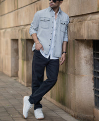 Grey Denim Shacket With Pockets 100% Cotton