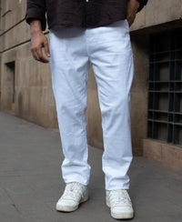 White Regular Fit Cotton Pants