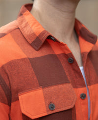 Rust Orange Checks Shirt 100% Cotton