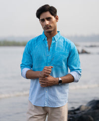 Blue Sprayed Stripe Shirt 100% Cotton