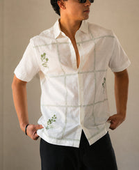 Off-White Floral Embroidery Shirt 100% Cotton