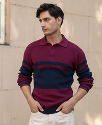 Wine Stripe Knit T-Shirt 100% Cotton