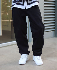 Black Solid Washed Baggy Fit Denim Jeans