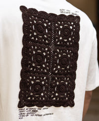 Cream Contrast Crochet Patch T-Shirt 100% Cotton
