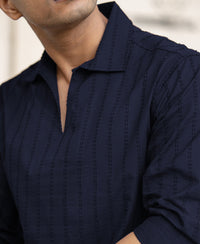 Navy Blue Full Sleeves Shirt 100% Cotton
