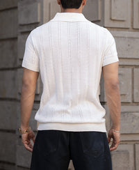 Offwhite Knitted Polo T-Shirt 100% Cotton