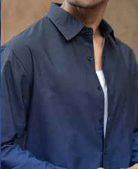 Dark Navy Ombre Print Shirt 100% Cotton