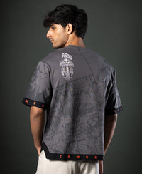 Grey Mahabharata Print T-Shirt 100% Cotton
