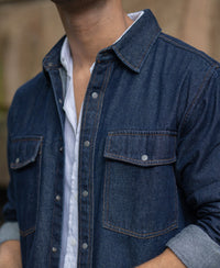 Indigo Denim Overshirt With Pockets 100% Cotton